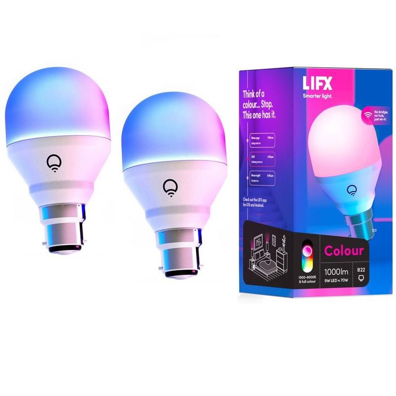 Lifx 2 Pack Lifx Colour 1000 WiFi Led Light Bulb B22 Bayonet Socket