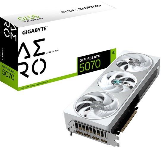 Gigabyte GeForce RTX 5070 Aero Oc 12GB GDDR7 Graphics Card Pcie 5.0 - 2.5 Slot - 1X 16 Pin Power - Minimum 750W Psu