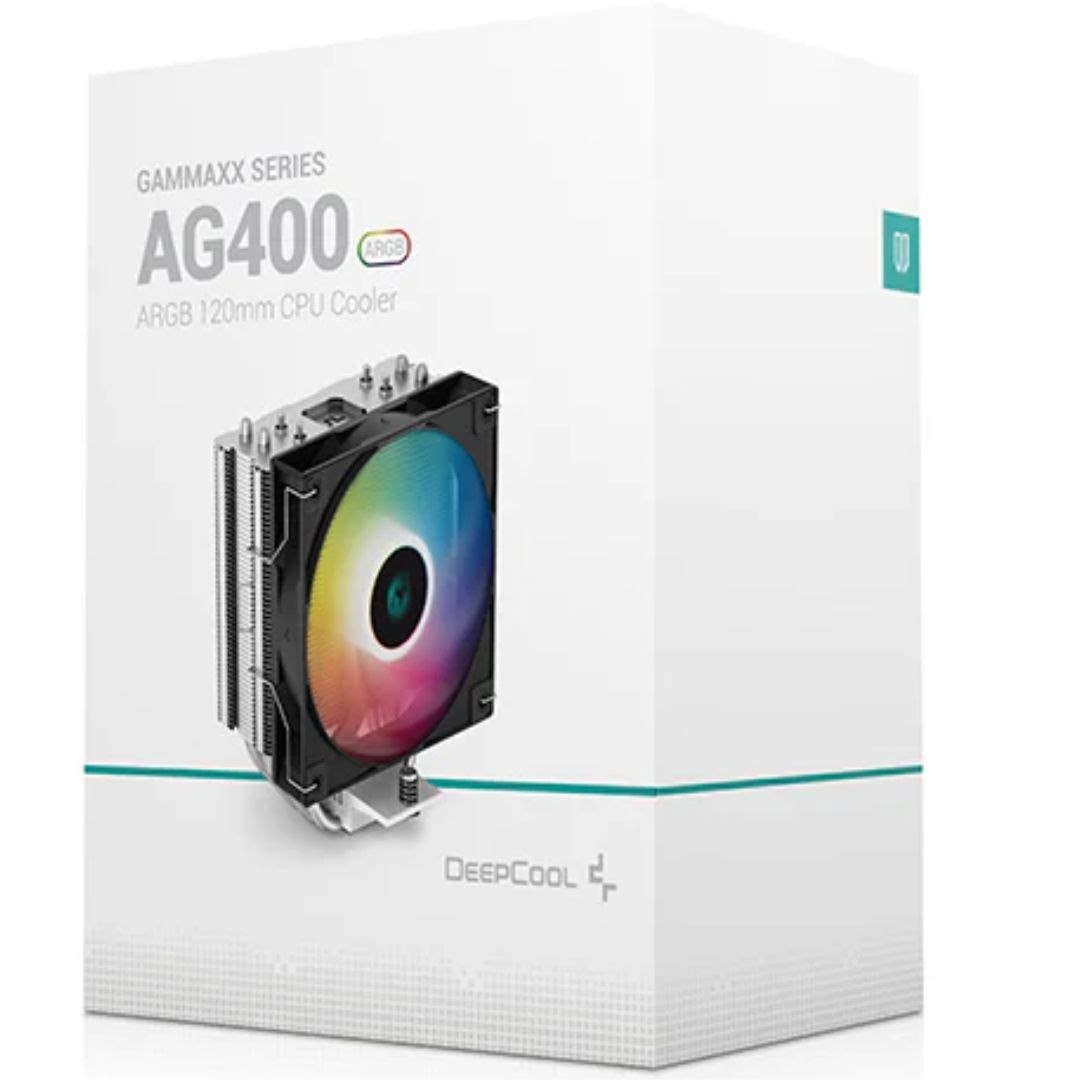 DeepCool Ag400 Argb Single Tower Cpu Cooler, TDP 220W, 120MM Static Argb Fan, 4 Direct-Touch Copper Heat Pipes, Intel Lga1851/1700/Amd Am5 Support