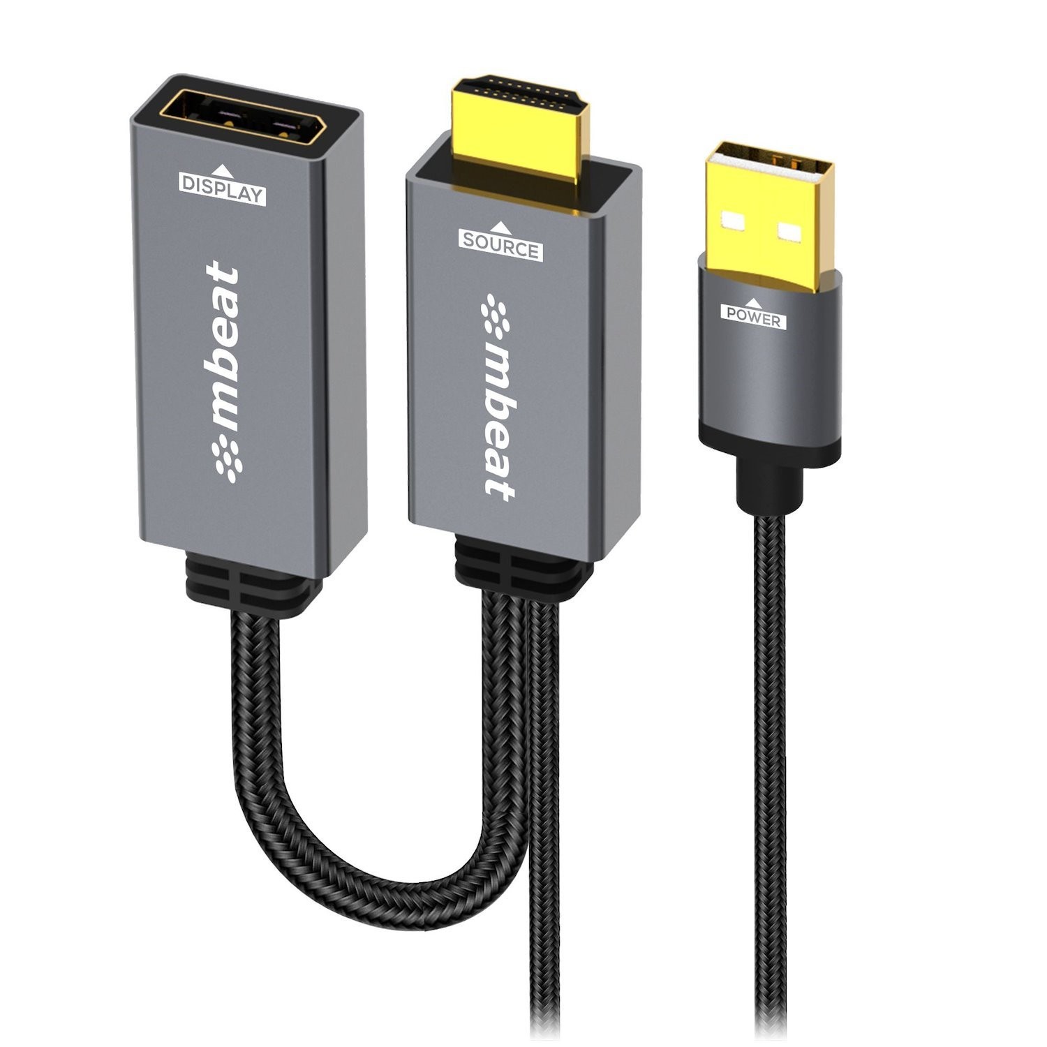 Mbeat Tough Link Hdmi To DisplayPort Adapter With Usb Power Seamless Signal Transfer Plug-and-Play Convenience Cable Length: 15CM Package Weight: 63