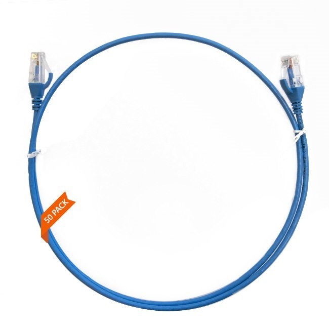 4Cabling 0.5m CAT6 Ultra Thin LSZH Ethernet Network Cable | 50 Pack Blue