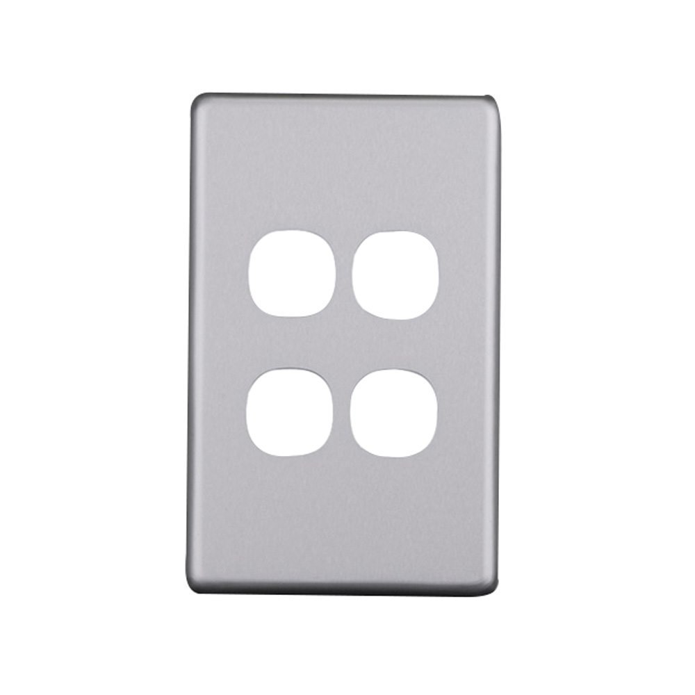 4Cabling 4C | Elegant 4 Gang Aluminium Cover Plate - Silver Matt