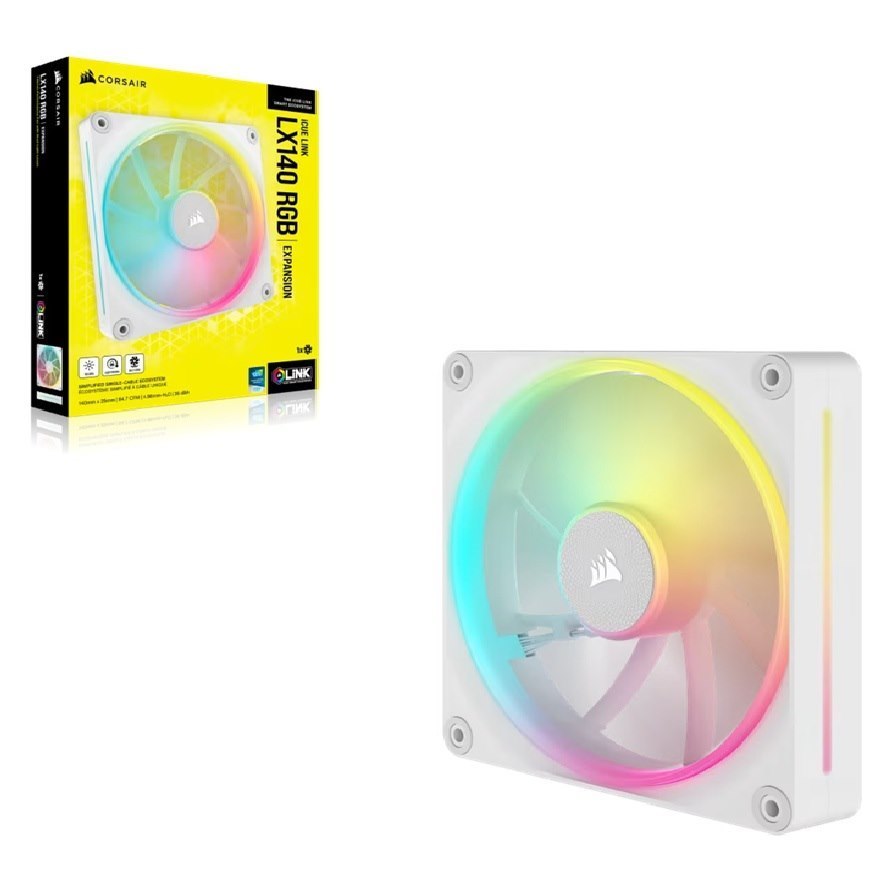 Corsair Icue Link LX140 RGB 140MM PWM Single Fan Expansion - White Fan Size 140MM X 25MM Led Color RGB Five-Year Warranty