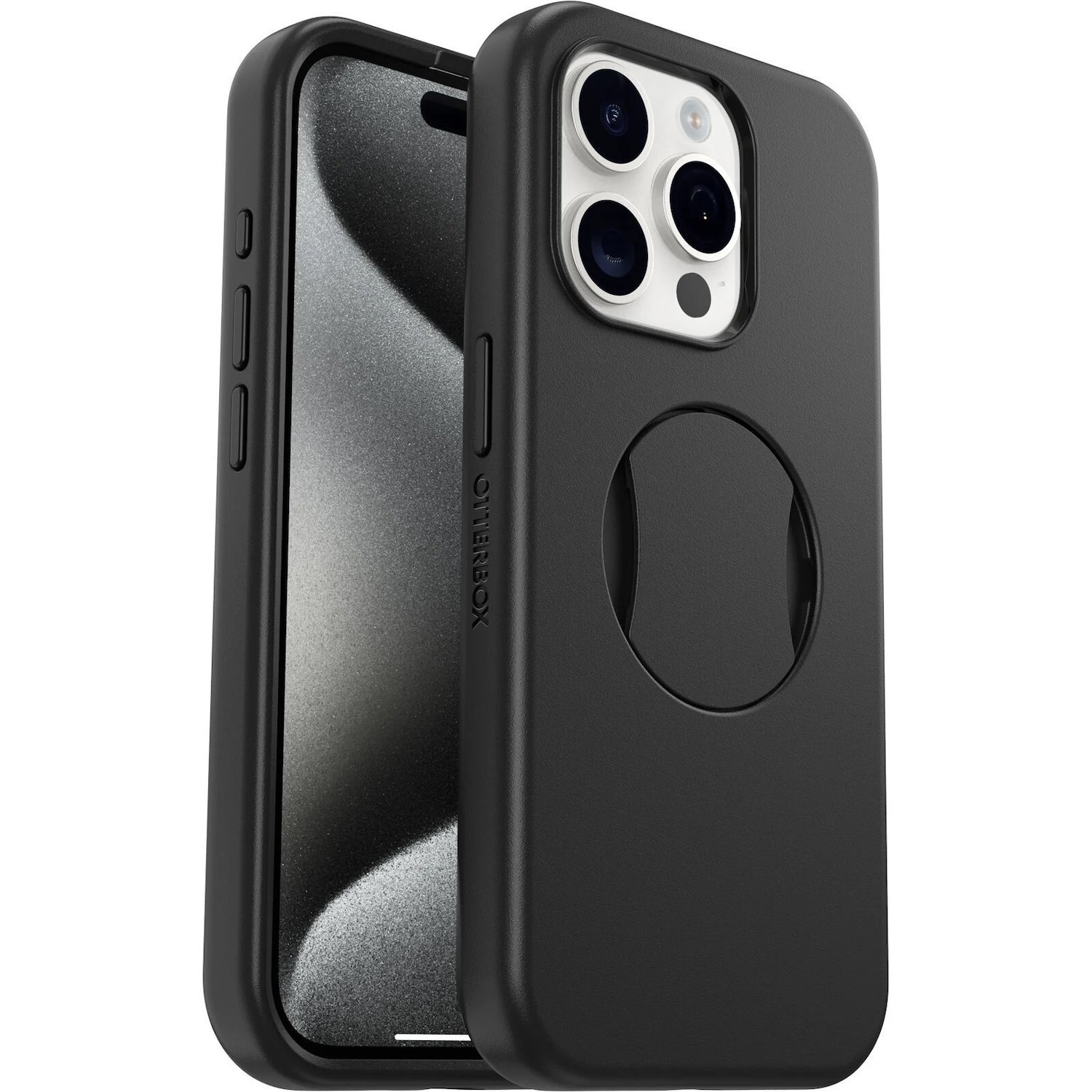 OtterBox OtterGrip Symmetry Case for Apple iPhone 15 Pro Smartphone - Black