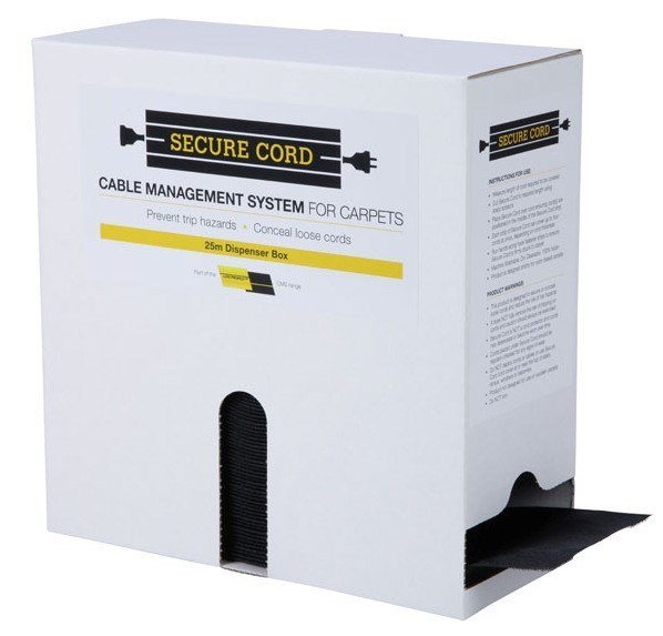 Secure Cord Cable Cover For Carpet | Box Of 25M Black