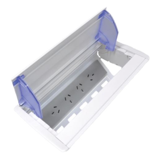 Oe Elsafe: Axxess QF45 - 4 X Gpo, 5 X Data Cutouts - Anodised Lid- Grey/Silver