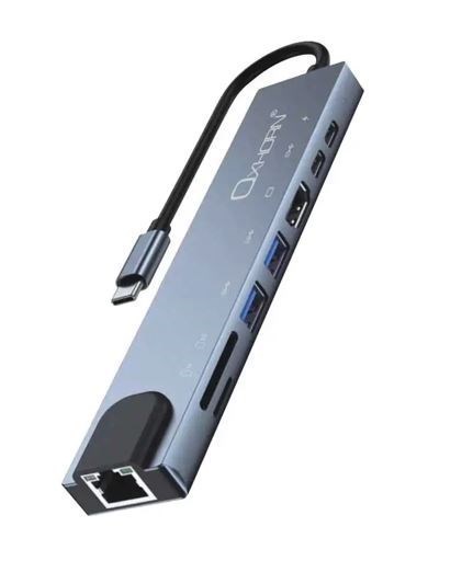 Just You PC Oxhorn SuperSpeed 8-In-1 Usb C To HDTV Adapter Hub 1xHDMI 4K 1xEtherne Lan 2 Xusb 3.0 Type C Type C (PD) Card Reader(TF/SD) Aluminum