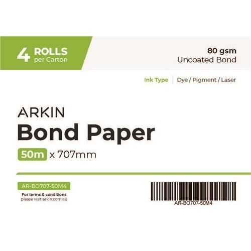 Arkin Bond Paper 80GSM - 707MM X 50M 4 Rolls/Ctn