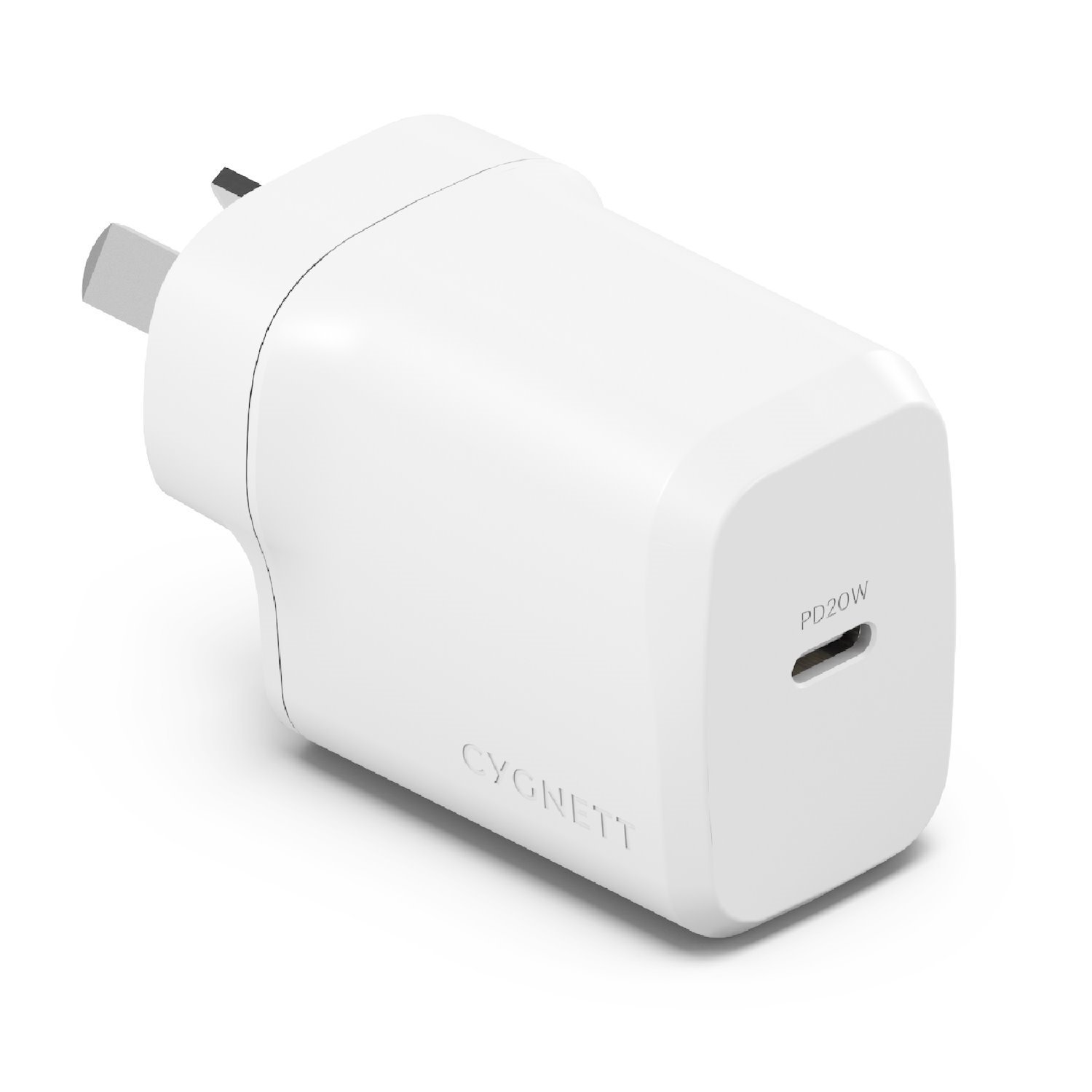 Cygnett PowerPlus 20W Usb-C PD Fast Wall Charger - White(CY4732PDWCH), Palm-Size, Portable,Best For iPhone,Samsung & Usb-C Devices,2 Years Warranty