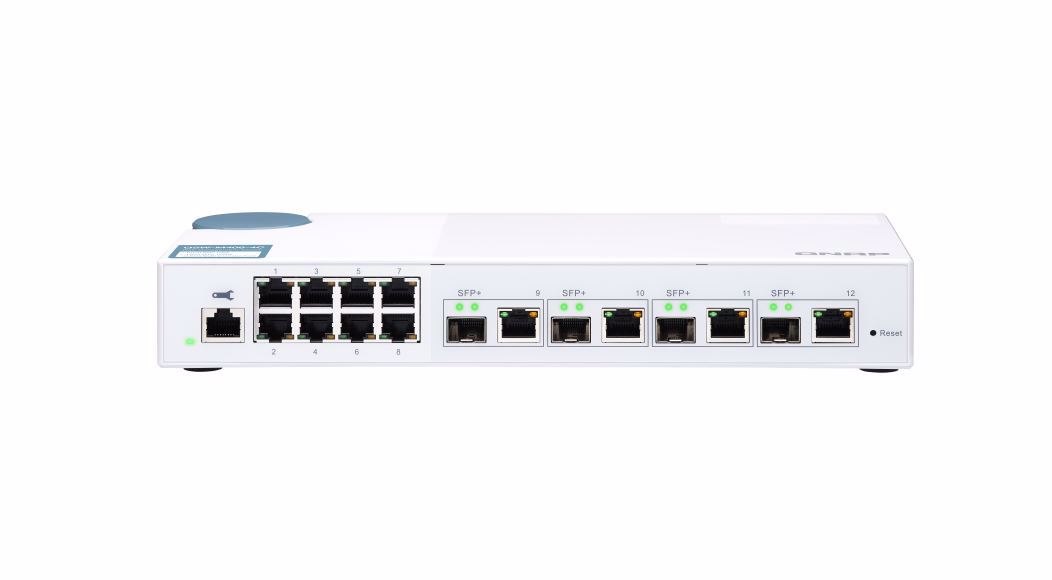 Qnap 12-Port Web Managed Switch, 10GbE Sfp+/10Gbase-T(4), GbE(8), 2YR