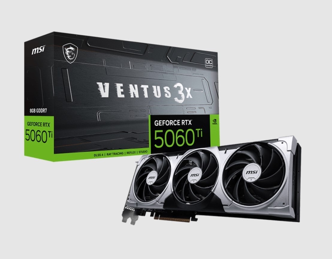 Msi nVidia GeForce RTX™ 5060 Ti 8G Ventus 3X Oc, Boost: 2482 MHz, Cuda 8960 Units, 16GB GDDR7, Hdmi™ X 1 (Embargo)