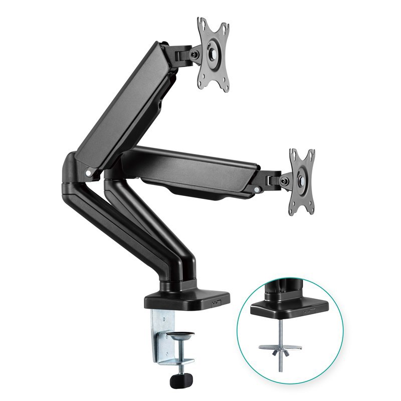 Mbeat® Activiva ErgoLife Dual Monitor Screen Steel Gas Spring Monitor Arm Built-In Spring Tension Cable Management Net Weight	4Kg