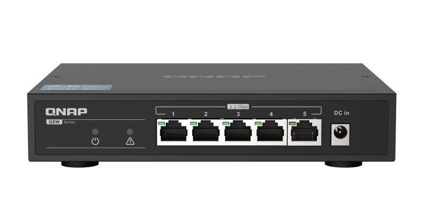 Qnap QSW-1105-5T 5 Port Gigabit Switch, Supports Up To 2.5Gbe Connectivity, Plug And Play