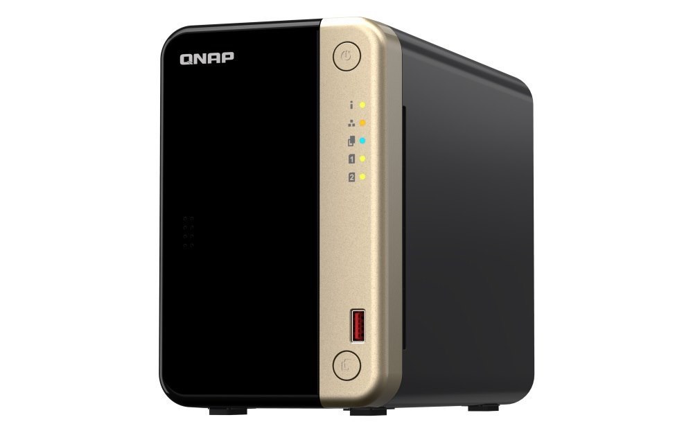 Qnap TS-264-8G 2 Bay Desktop Nas 8 GB DDR4 Onboard Not Expandable 2 X 3.5'/2.5' Sata 6Gb/s Drive Bays 2 X M.2 2280 PCIe Gen 3 X1 Slots 2 X 2.5GbE
