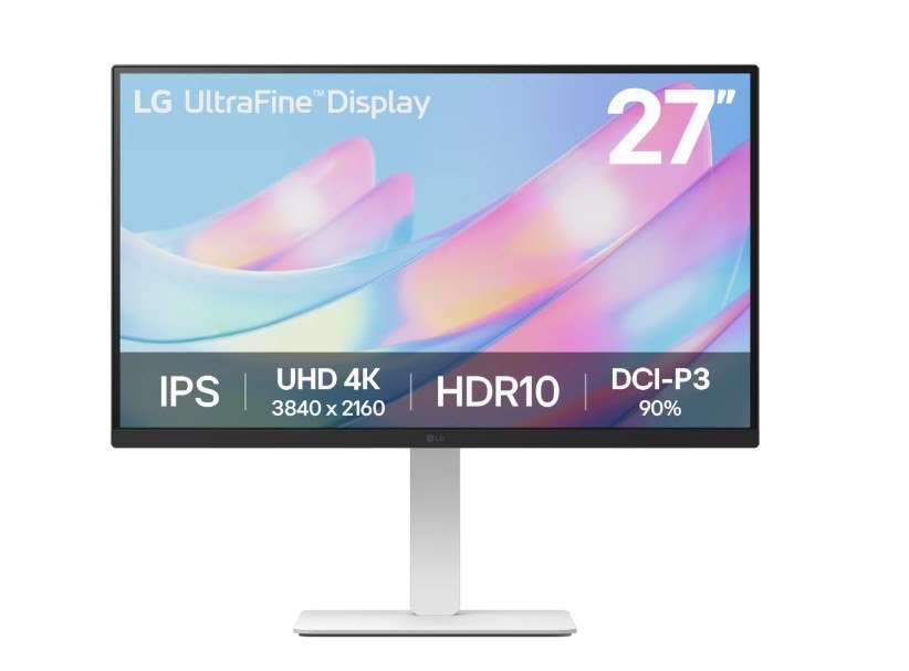 LG 27' Uhd 4K 3840×2160 (16:9) Ips Display HDR10 Height Adjustable, 3 Side Borderless, LG Switch, Office And Professional White Monitor
