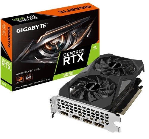 Gigabyte nVidia GeForce RTX™ 3050 Windforce Oc V2 6G, 1477 MHz, Cuda 2304, 14000 MHz, GDDR6, 96 Bit, Pci-E 4.0, Psu 300W, DP1.4a*2 Hdmi 2.1*2