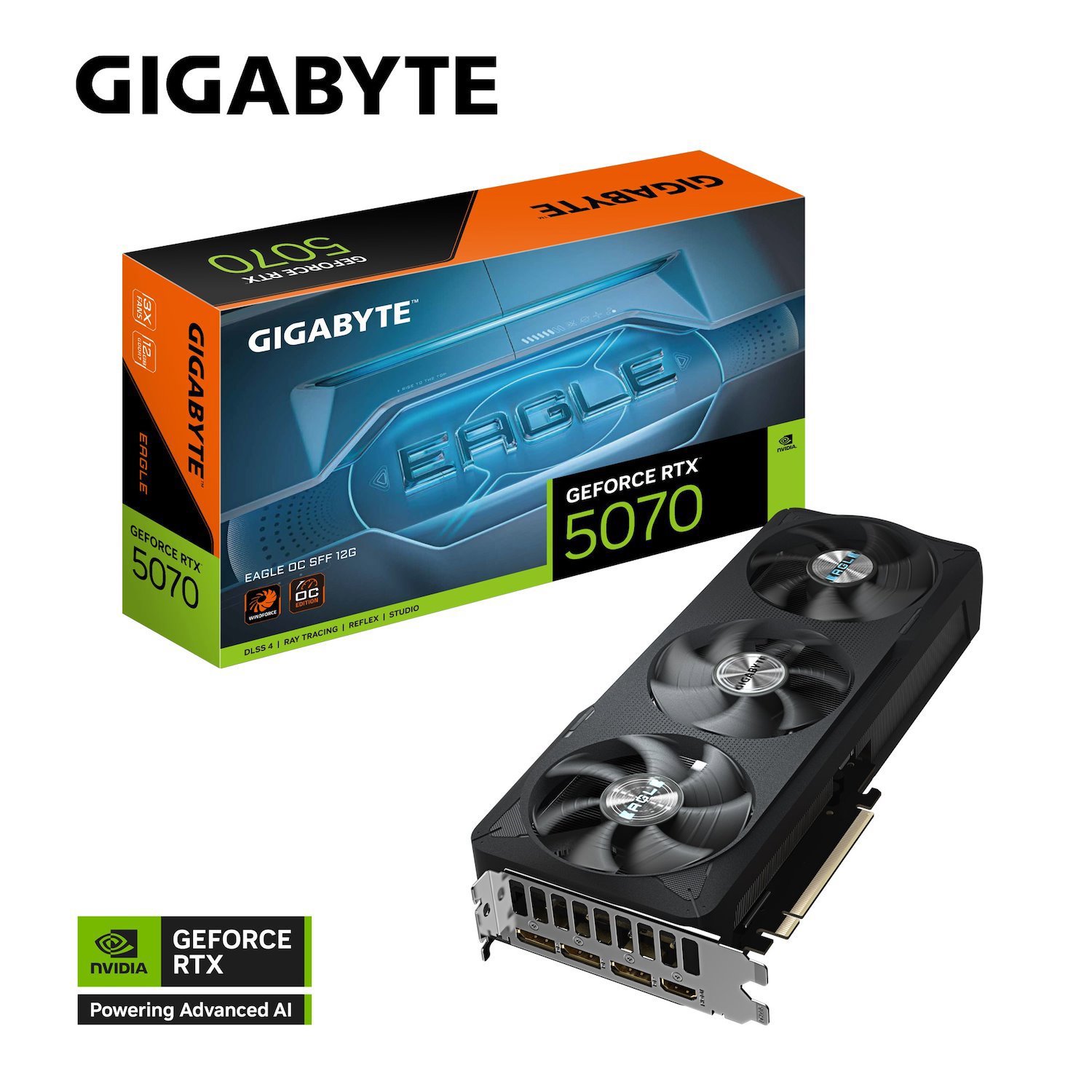 Gigabyte GeForce RTX™ 5070 Eagle Oc SFF 12G, 2587 MHz, Cuda 6144, 28 GBPS, GDDR7, 192 Bit, Pci-E 5.0, Psu 750W, DisplayPort 2.1B *3 Hdmi 2.1B *1