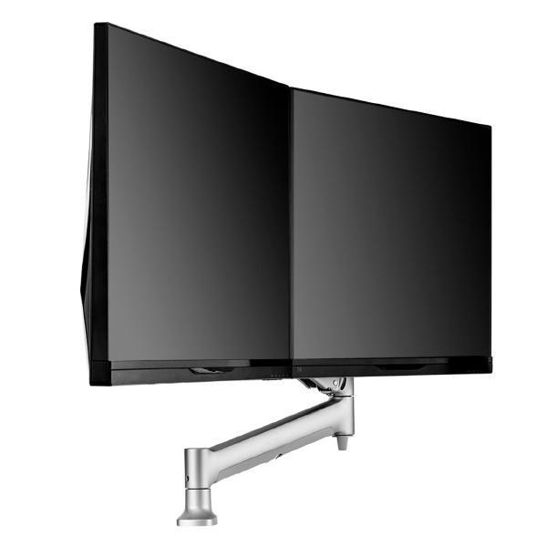 Atdec Awms-Rhxb Tandem Dynamic Dual Monitor Mount. Grommet Clamp Desk Fixing. Max Load 2-7KG. Up To 27" Screens. Silver