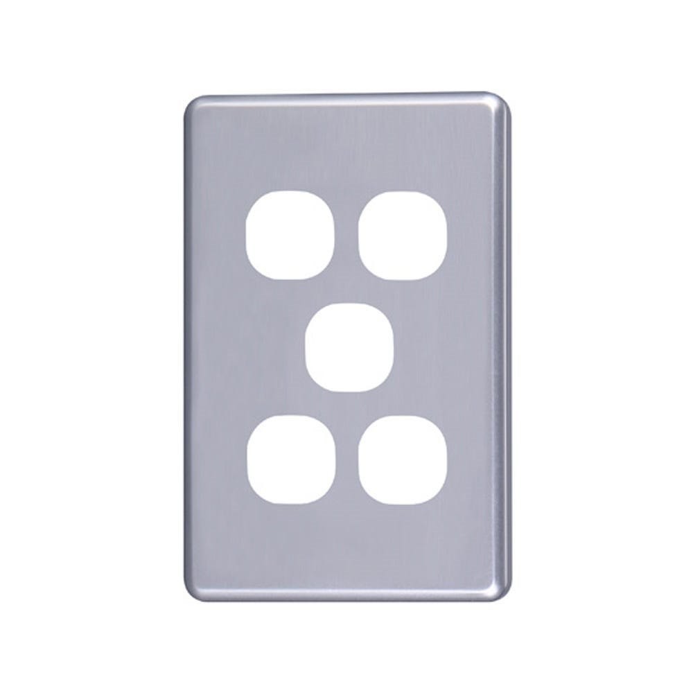 4Cabling 4C | Classic 5 Gang Switch Polycarbonate Cover Plate - Silver Colour