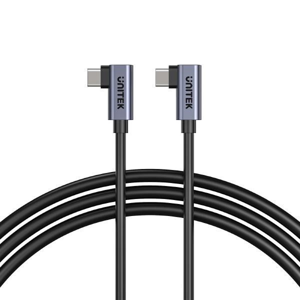 Unitek 1M Usb-C Dual 90-Degree Power Cable, 20V 5A, Up To 480 MBPS, 100W, Grey, Hook Color Box