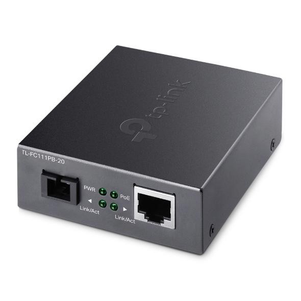 TP-Link TL-FC111PB-20 10/100Mbps WDM Media Converter With 1-Port PoE - Ieee 802.3U, 20KM, 1310 NM TX, 1550 NM RX
