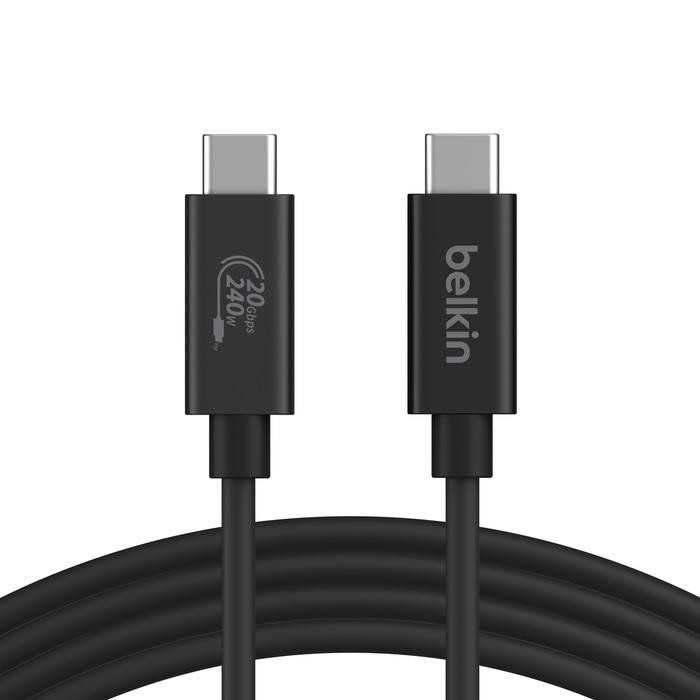 Belkin Connect Usb4 Usb-C To Usb-C Cable (1.2M) - Black (Inz004tt1.2Mbk), 5A/240W, 20Gbps, 4K@60Hz, Thunderbolt 4, Usb-If Certified, 2 Years Warranty