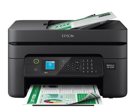 Epson WorkForce WF-2930 Wireless All-in-One Color Inkjet Printer, Copier, Scanner - Black: Smartphone App, USB, Automatic 2-Sided Printing