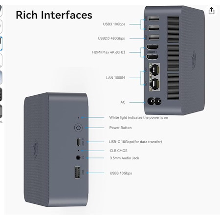 Beelink EQi12 Ai Mini PC, Intel 12th Core 1220P(10C/12T, Up to 4.4GHz), Copilot Mini Computer 16G DDR4 RAM 500GB NVMe PCIE4.0 SSD, Built-in PSU 4K@60Hz Dual Display HDMI2.1/WiFi6/BT5.2/1000Mbp