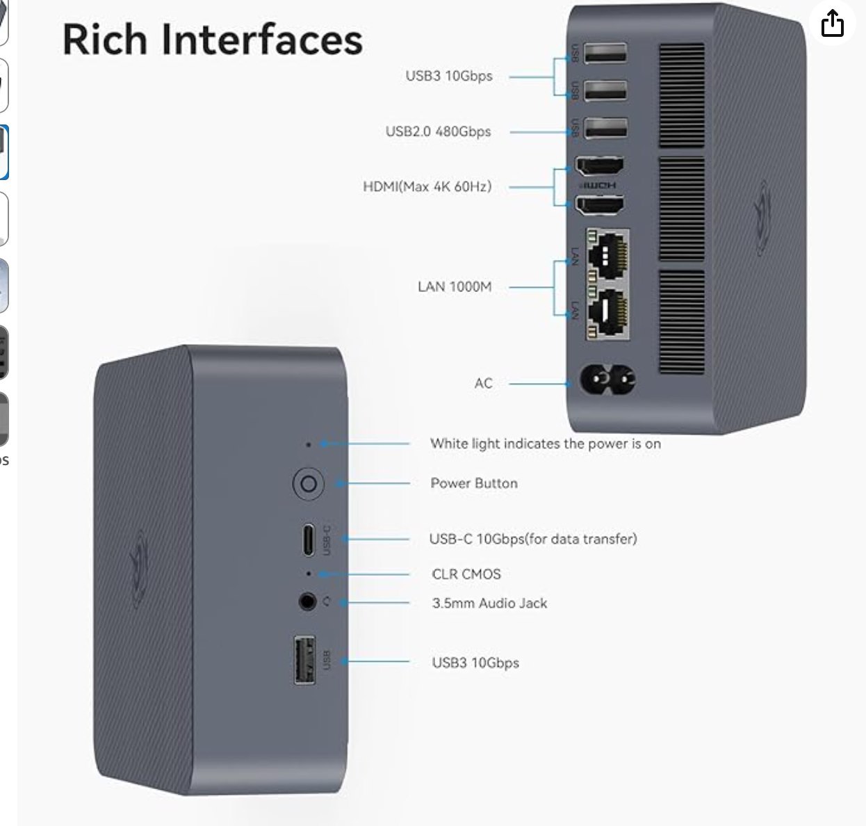 Beelink EQi12 Ai Mini PC, Intel 12th Core 1220P(10C/12T, Up to 4.4GHz), Copilot Mini Computer 16G DDR4 RAM 500GB NVMe PCIE4.0 SSD, Built-in PSU 4K@60Hz Dual Display HDMI2.1/WiFi6/BT5.2/1000Mbp