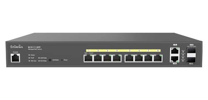 EnGenius Ecs1112fp Cloud Managed 12-Port PoE Switch 130W