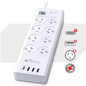 Sansai 8 Way Surge Powerboard With 3X Usb Charging Ports