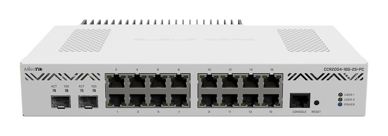 MikroTik CCR2004-16G-2S+PC Router With 16X Gigabit Ethernet Ports, 2x10G SFP+ And Passive Cooling