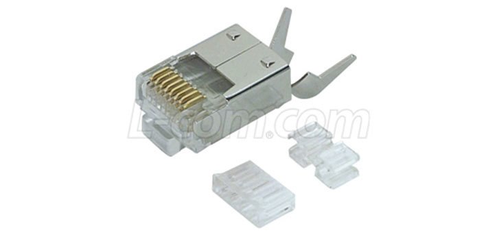 L-Com Cat6 RJ45 Shielded Plug With Strain Relief