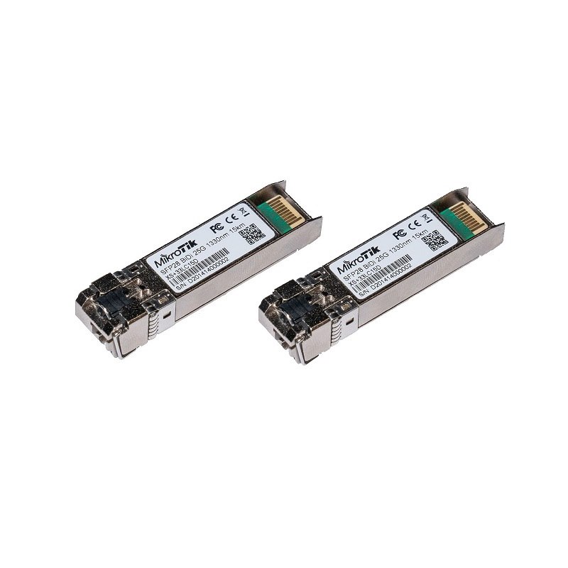 MikroTik XS+2733LC15D Pair Of Bidirectional SFP/SFP+/SFP28 25G 15KM 1270NM + 1330NM Fibre Modules