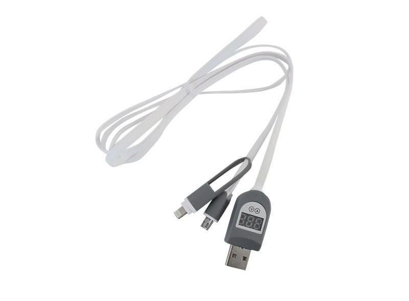 Go Wireless 2In1 Usb To MicroUSB Or iPhone Lightning Cable With LCD