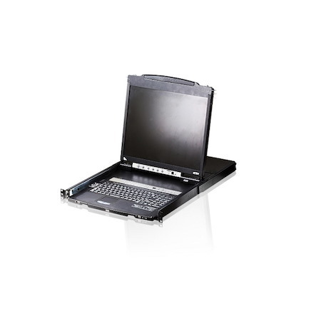 Aten Rackmount KVM Switch Dual Rail 8 Port Vga Ps/2-Usb W/ 19' LCD Display, 2X Custom KVM Cables Included, 1280X1024@75HZ Display, Led Illumination