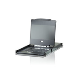 Aten Rackmount KVM Switch Single Rail 8 Port Dvi Usb W/ 17.3' LCD Display, 2X Custom KVM Cables, 1920X1200@60HZ Display, Led Illumination