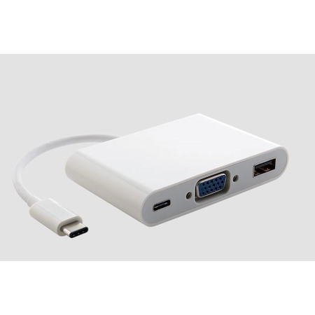 Astrotek Thunderbolt Usb 3.1 Type C (Usb-C) To Vga + Usb + Card Reader Video Adapter Converter Male To Female For Apple Macbook Chromebook Pixel White