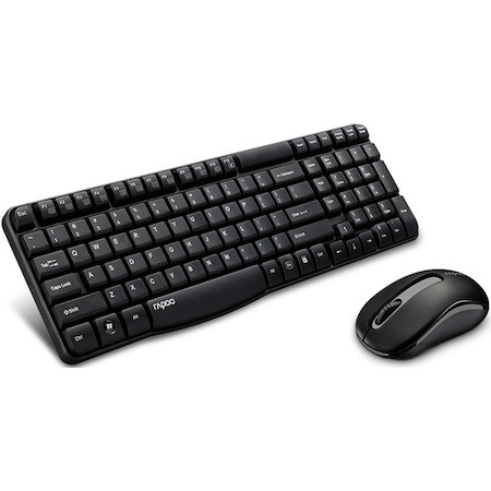 Rapoo X1800S 2.4GHz Wireless Optical Keyboard Mouse Combo Black - 1000Dpi Nano Receiver 12M Battery (Black)