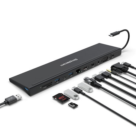 Simplecom CHN622 Usb-C 12-In-1 Multiport Docking Station Laptop Stand Dual Hdmi + Vga Triple Display Gigabit Lan
