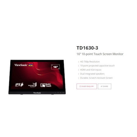 ViewSonic TD1630-3 Touch Monitor