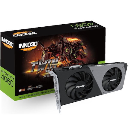 Inno3d nVidia GeForce RTX 4060 Twin X2 V2 8G GDDR6, 2460MHz Boost Clock, Ram 17Gbps, 3xDP+HDMI, 250X118X42MM (4060)
