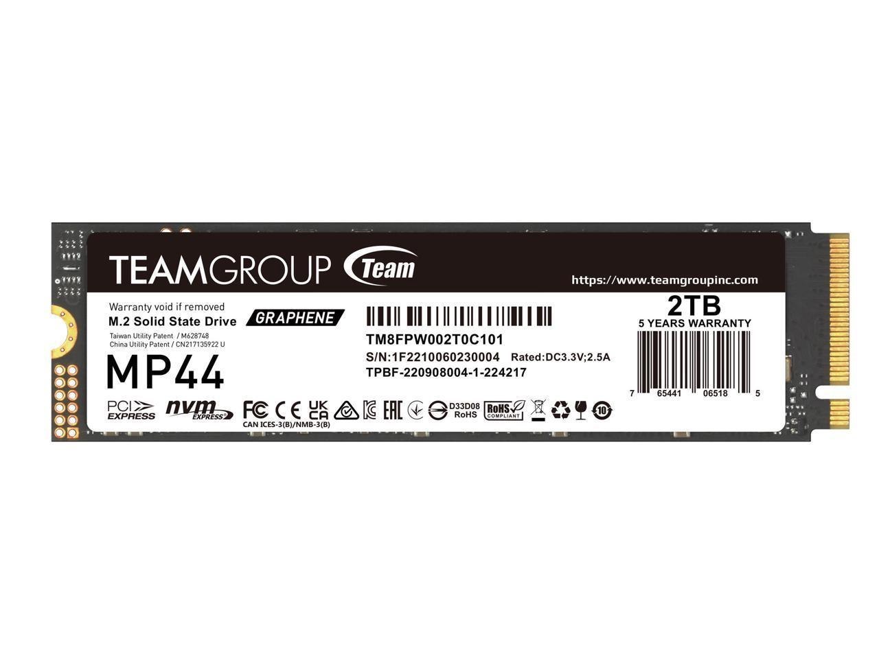 Team Group MP44 M.2 2280 2TB PCIe 4.0 X4 With NVMe 3D Nand Internal Solid State Drive (SSD) TM8FPW002T0C101