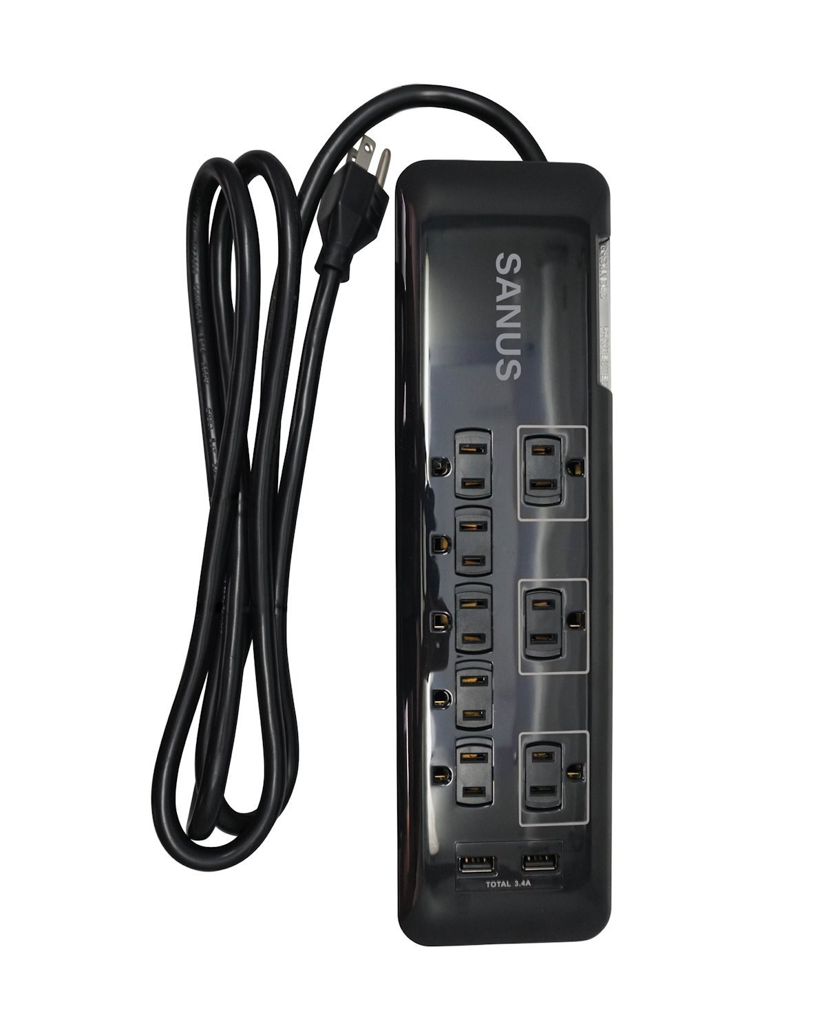 Sanus Surge Protected Floor Strip, 6 Outlets, 2 Usb Ports