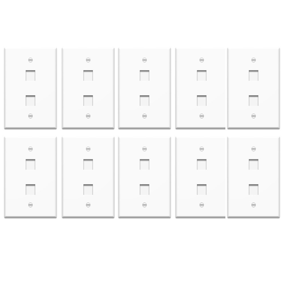 On-Q 1-Gang 2-Port Keystone Wall Plate In White - 10 Pack