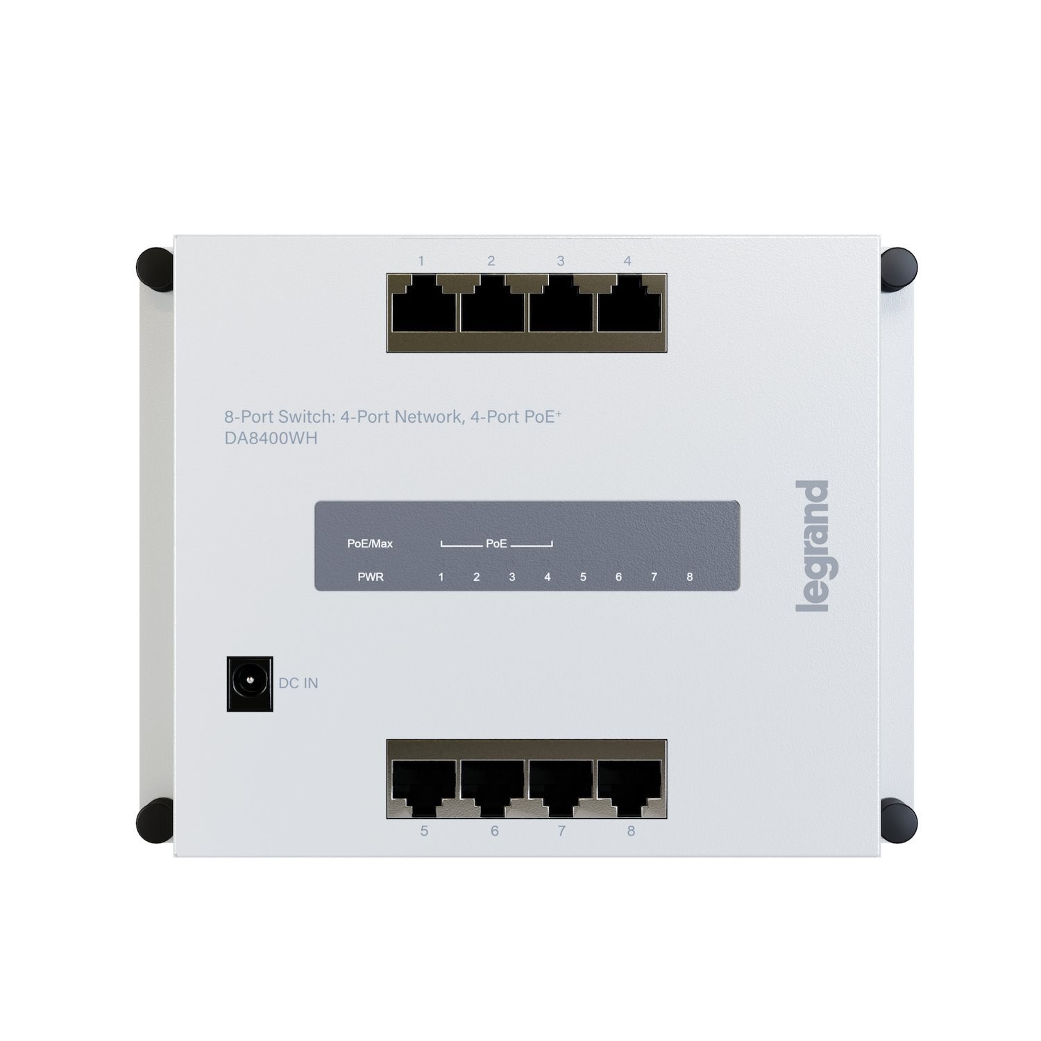 On-Q 8-Port Switch: 4-Port Network, 4-Port PoE+