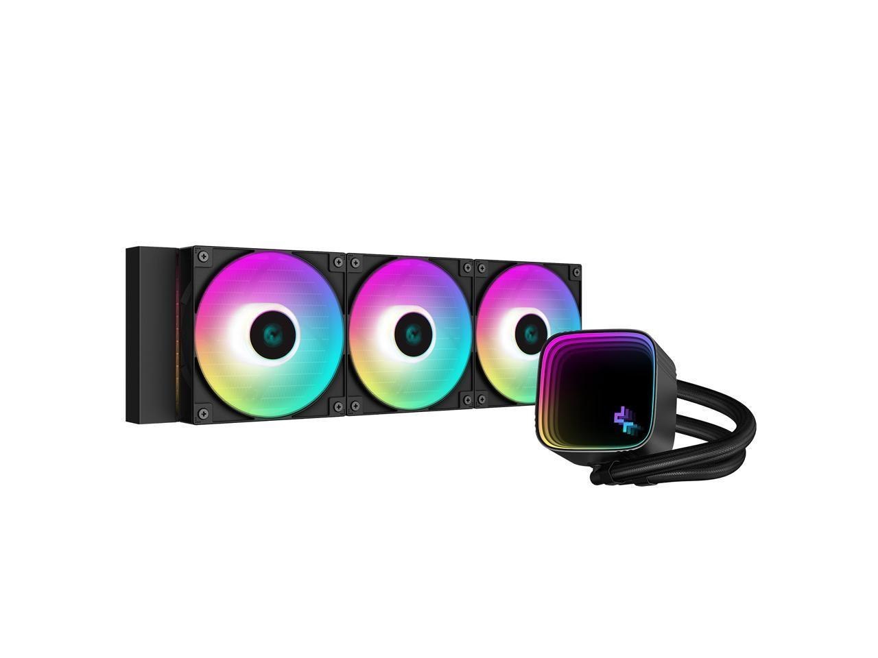 DeepCool LS720 Se Liquid Cooler 360MM 4TH Gen Dual-Chamber Pump 3100RPM 300W TDP Aio Cooler Anti-Leak Tech With Argb Fans Cpu Water Cooler Narrow Frame Infinity Mirror Block For Amd Am4/Am5 Lga 1700/1