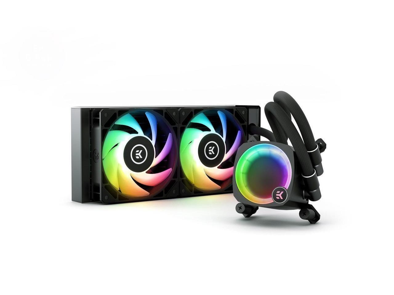 Ekwb Ek Nucleus Aio CR240 Lux D-RGB 240MM Aio Liquid Cpu Cooler With Ek FPT 120MM Fans - Compatible With Latest Intel And Amd Cpu Sockets - Lga 1700 And Am5