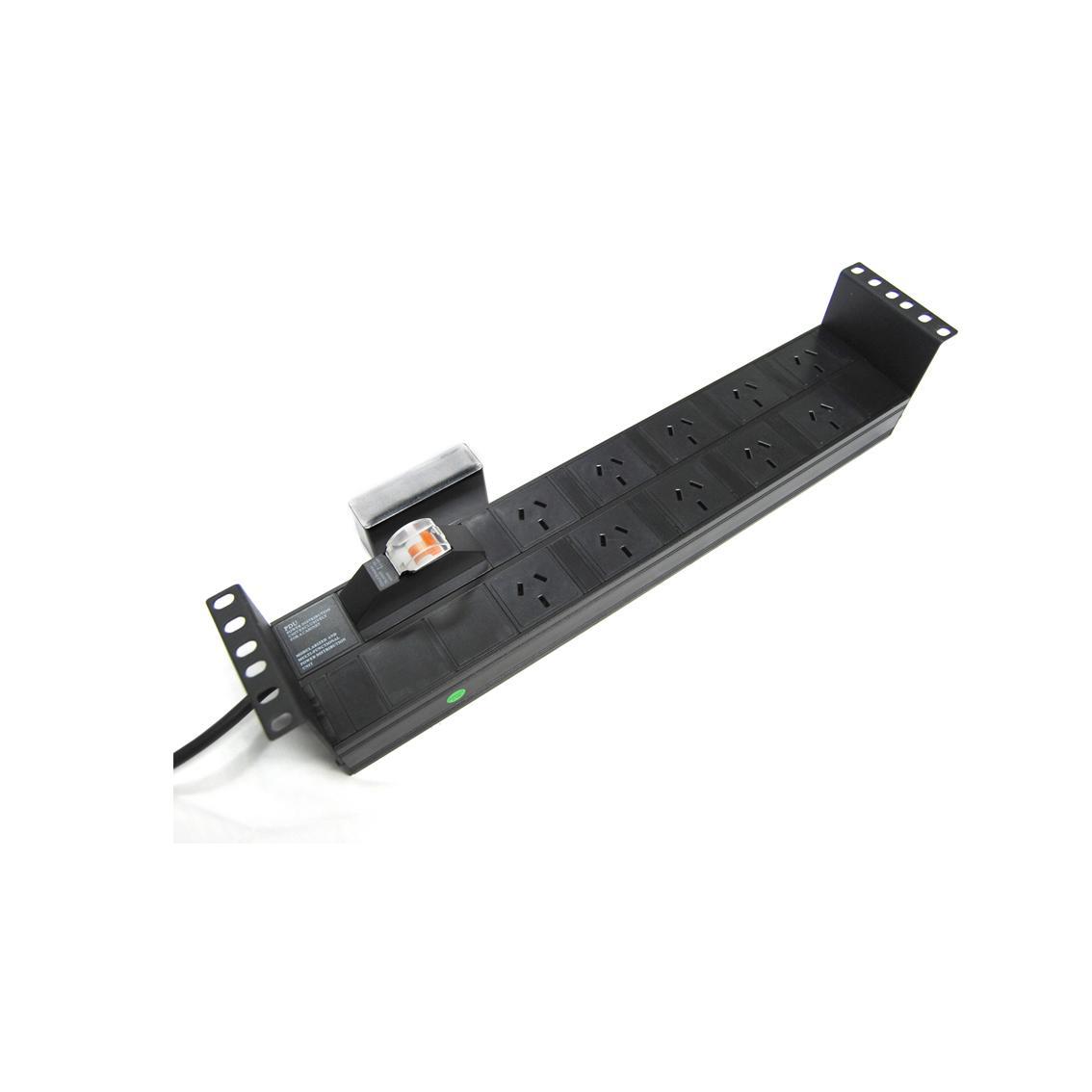 PowerShield Horizontal Pdu With 10A Aus Input Plug, 10 X Anz 10Amp Outlets, 2U, Circuit Breaker, Efficient Power Distribution