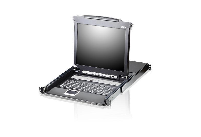 Aten Rackmount KVM Switch Single Rail 8 Port Vga Ps/2-Usb W/ 17' LCD Display, 2X Custom KVM Cables, 1280X1024@75HZ Display, Led Illumination